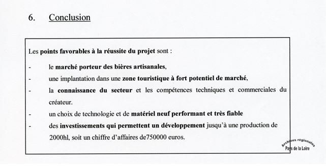 Extrait de présentation de projet de création de brasserie artisanale.