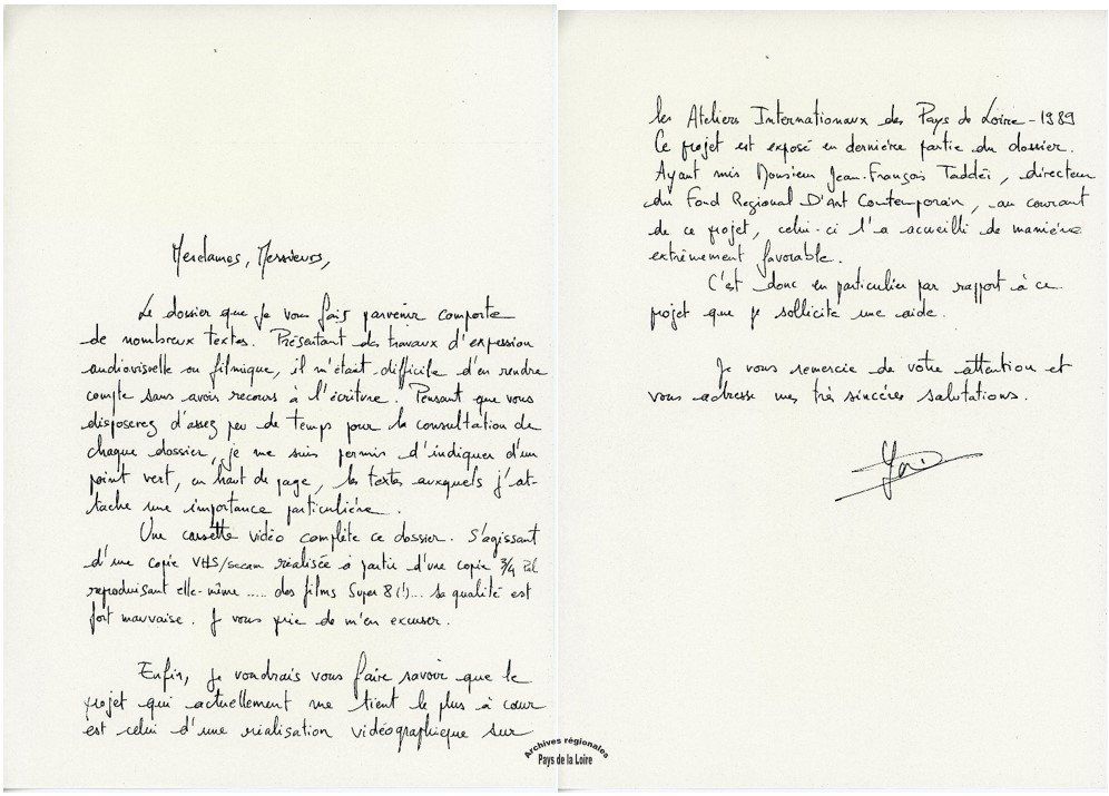 Courrier de l'artiste Pierrick Sorin (1988). 